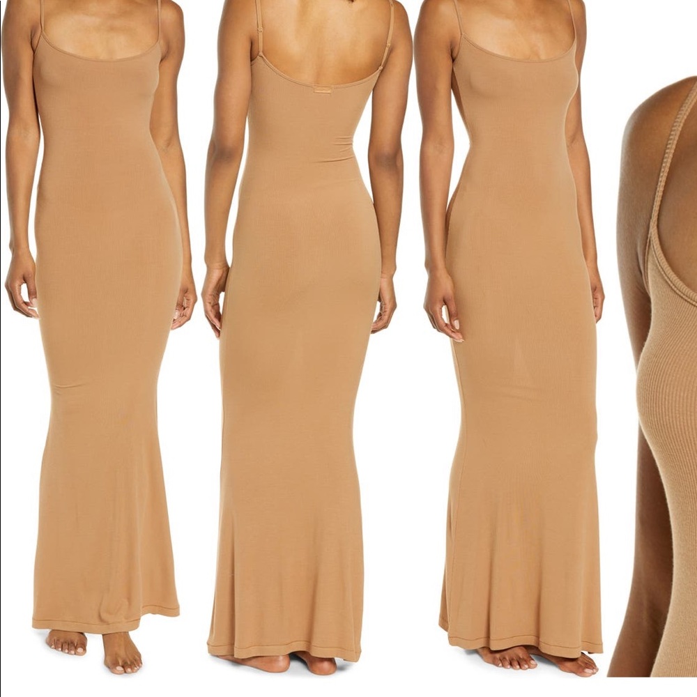 Skims ribbed long slip dress size large